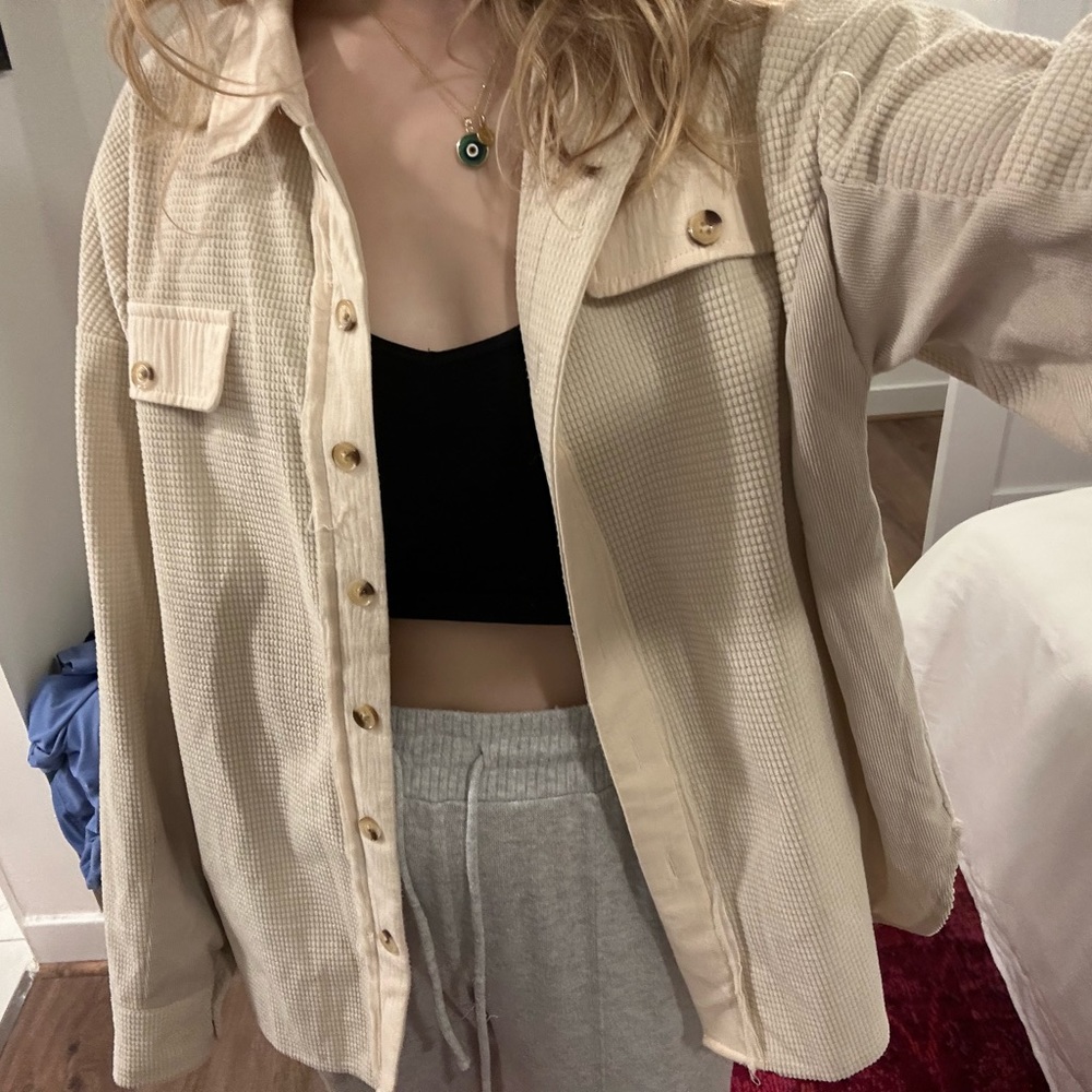 Cream colored shirt jacket